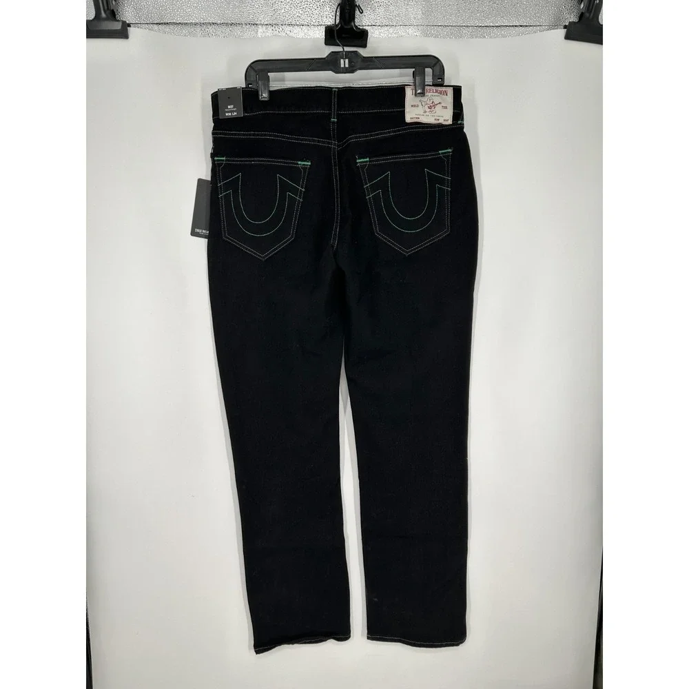True Religion Ricky Straight Jeans Mens‎ 36x34 Black Denim Relaxed Fit 5 Pockets